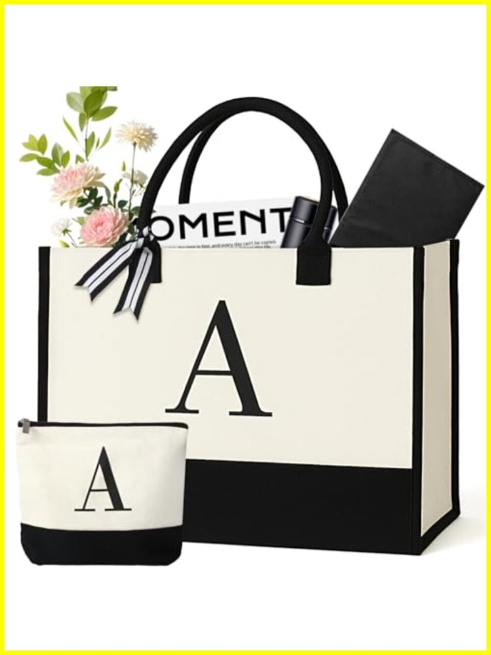 Personalized Canvas Tote Bag Monogrammed Gift for Women